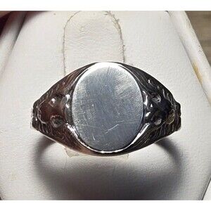 Blank Signet vintage sterling silver ring sz 8